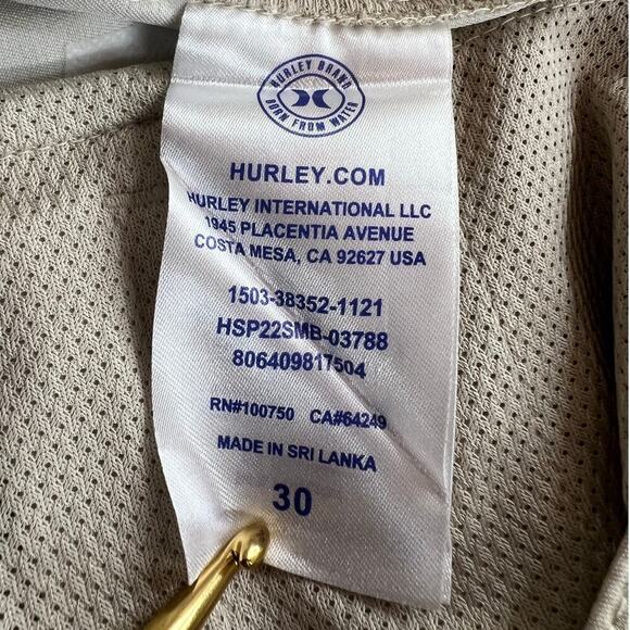 HURLEY Hybrid Walk-Shorts Water Repellant Shorts in Beige Men's 30 Waist - Picture 9 of 10